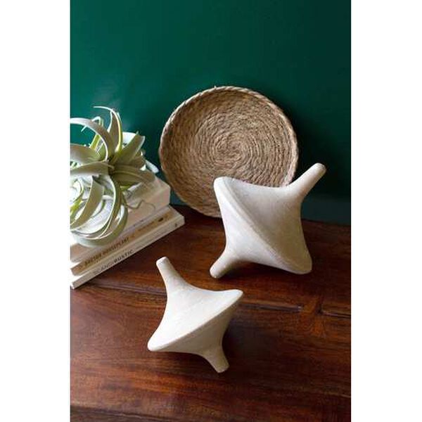 Ceramic Grey-Wash Clay Tops, Set of Two, image 1