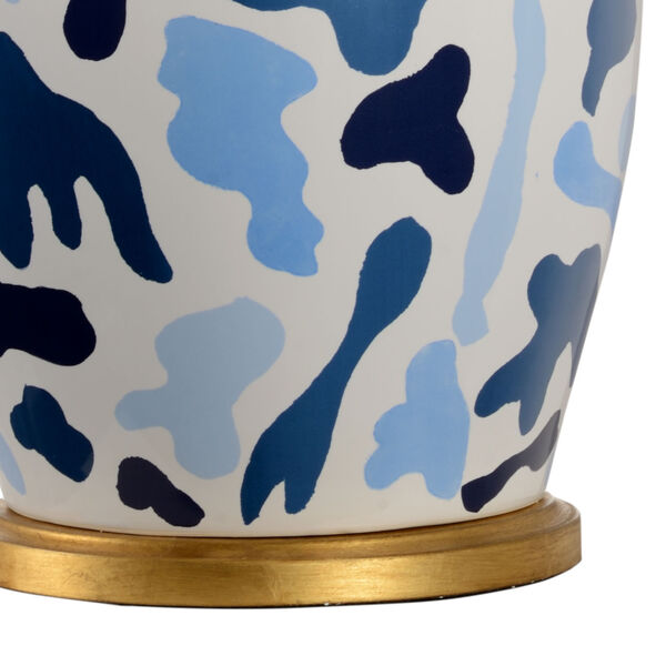 Jamie Merida Blue, White Glaze and Antique Gold Leaf One-Light Ceramic Table Lamp, image 2