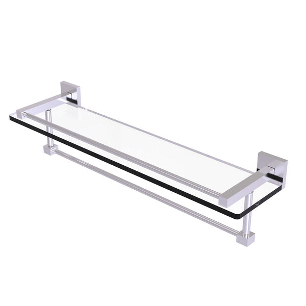 Montero Satin Chrome 22-Inch Glass Shelf with Towel Bar, image 1