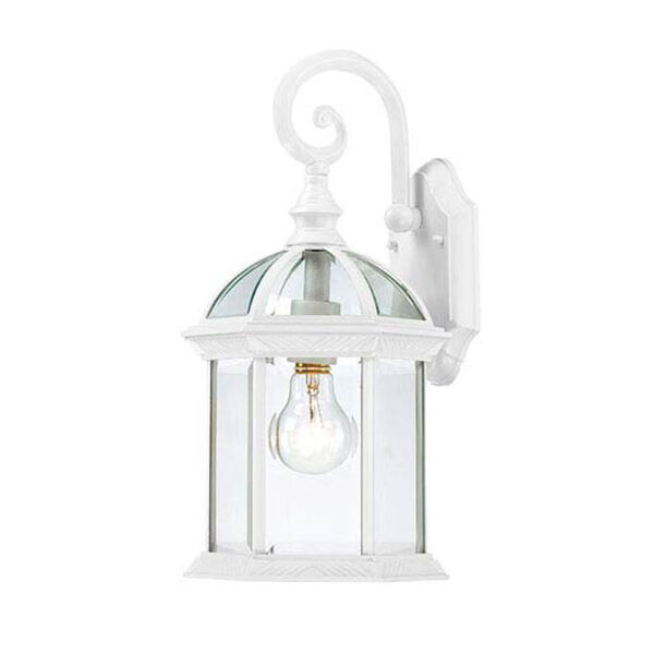 Webster White One-Light Outdoor Wall Sconce with Beveled Glass, image 1
