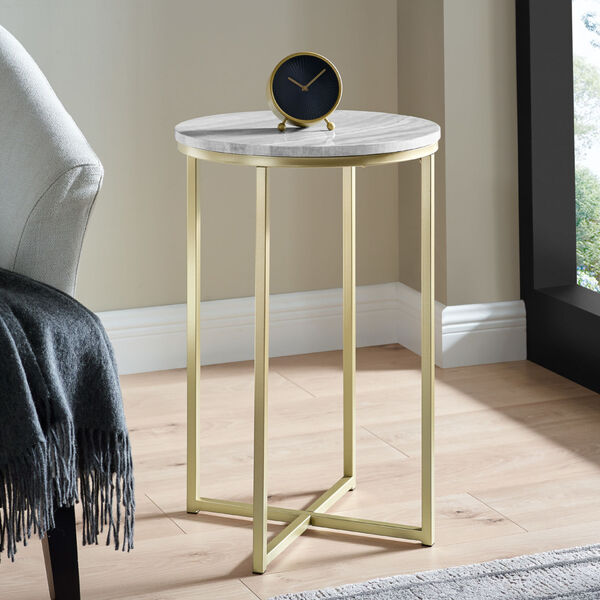 Melissa Gray and Gold Round Glam Side Table, image 2