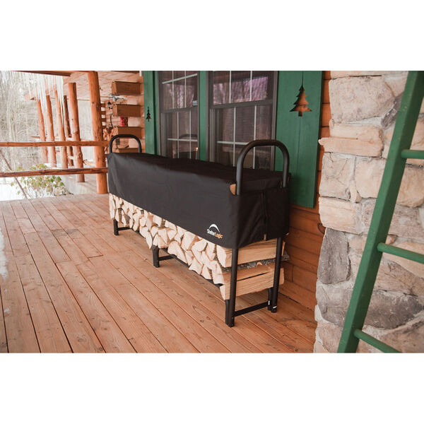Black and Grey 8 Ft. Heavy Duty Firewood Rack with Cover, image 2