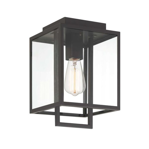 Preston Matte Black One-Light Outdoor Flush Mount with Clear Glass Shade, image 6