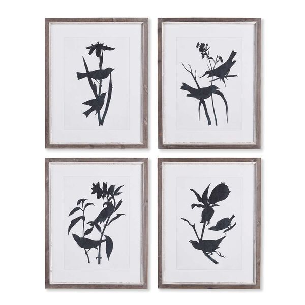 Black White Bird Silhouette Prints Wall Art, Set of Four, image 2