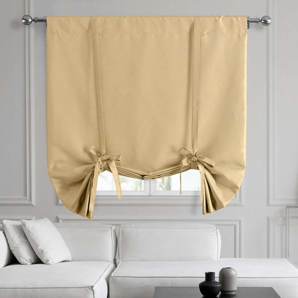 Butternut Vintage Textured Faux Dupioni Silk Tie-Up Window Shade Single Panel, image 1