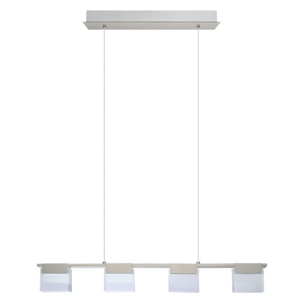 Vicino Matte Nickel Four-Light LED Pendant with Frosted Clear Glass Shade, image 1