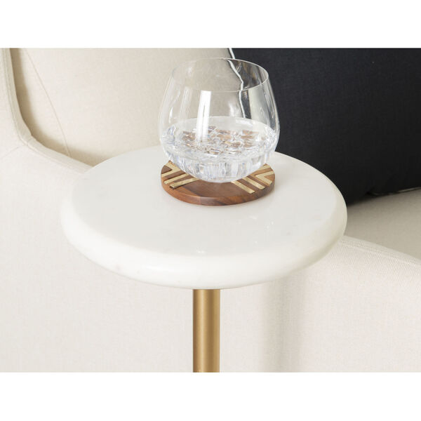 Arrow Gold Drink Side Table with White Marble, image 5