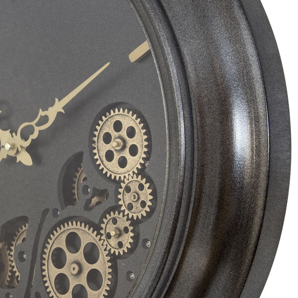 Black and Gold 19-Inch Round Gear Clock, image 3