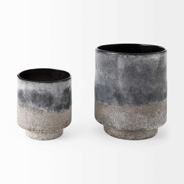 Squally Black and Brown Ceramic Ombre Textured Small Vase, image 2