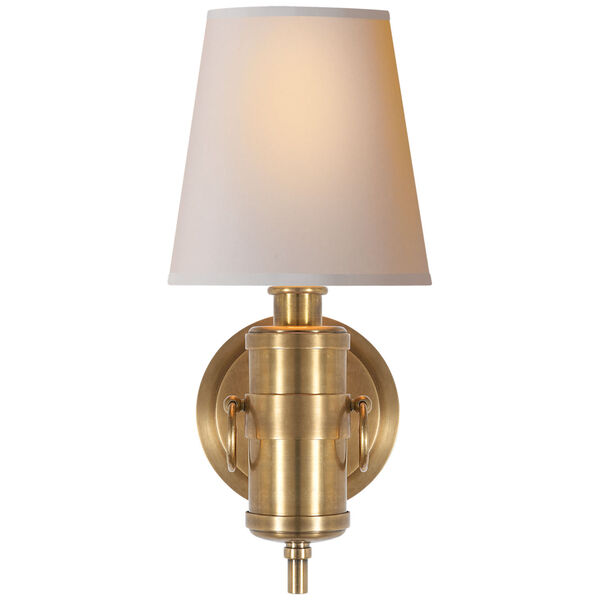 Jonathan Sconce in Hand-Rubbed Antique Brass with Natural Paper Shade by Thomas O'Brien, image 1