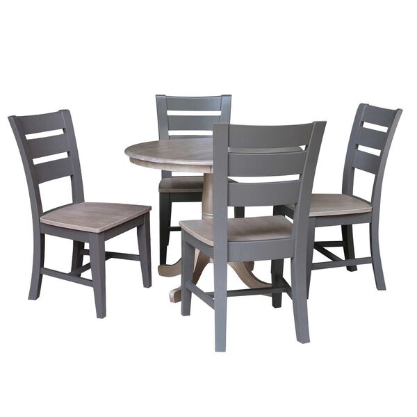Parawood II Washed Gray Clay Taupe 36-Inch  Round Top Pedestal Table with Four Chairs, image 1