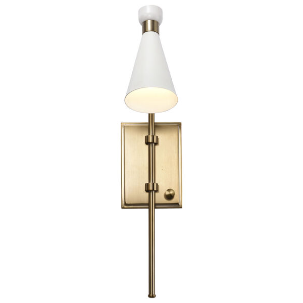 Prospect Matte White and Burnished Brass One-Light Wall Sconce, image 3