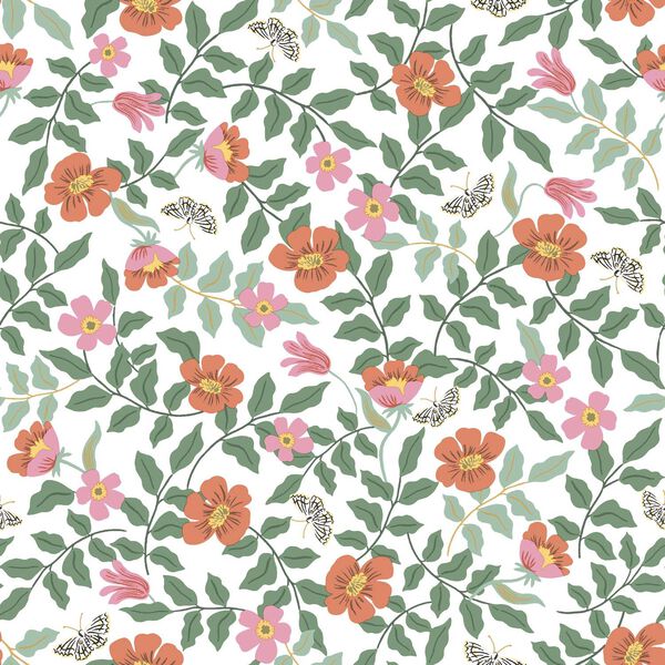 Primrose Rose and Cream Peel and Stick Wallpaper, image 2