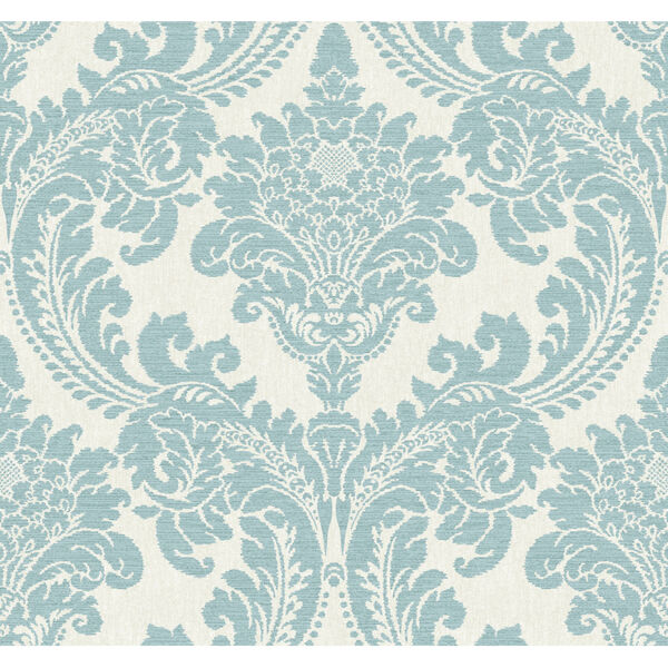 Grandmillennial Teal Tapestry Damask Pre Pasted Wallpaper, image 2