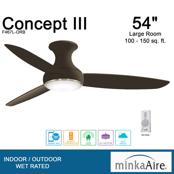 Concept III Oil Rubbed Bronze 54-Inch LED Smart Ceiling Fan, image 4