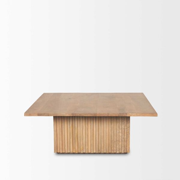June Light Brown Wood With Fluting Square Coffee Table, image 2