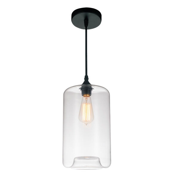 Black One-Light Mini Pendant with Clear Glass, image 1