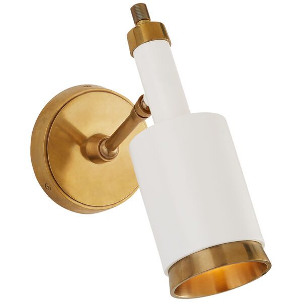Anders Small Articulating Wall Light in Hand-Rubbed Antique Brass and White by Thomas O'Brien, image 1