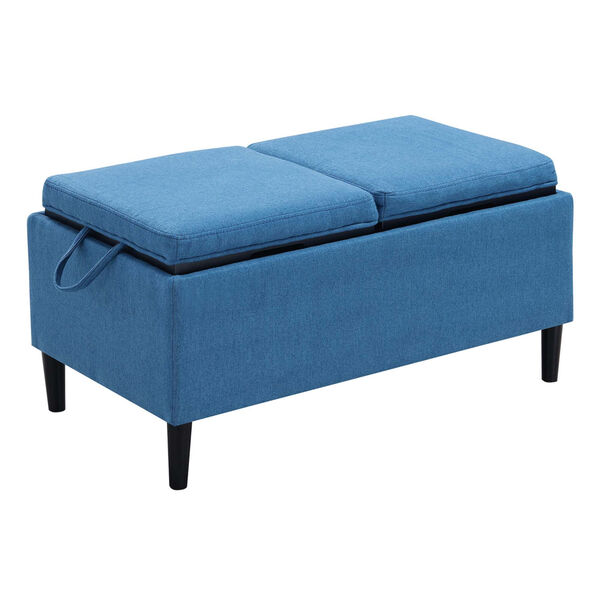 Designs 4 Comfort Soft Blue Fabric MDF Magnolia Storage Ottoman with Trays, image 4