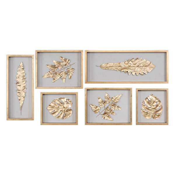 Golden Leaves Shadow Box, Set of Six, image 2