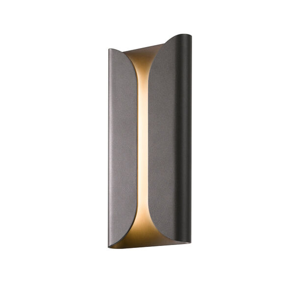 Folds LED Textured Bronze 1-Light Outdoor Wall Sconce 14-Inch, image 1
