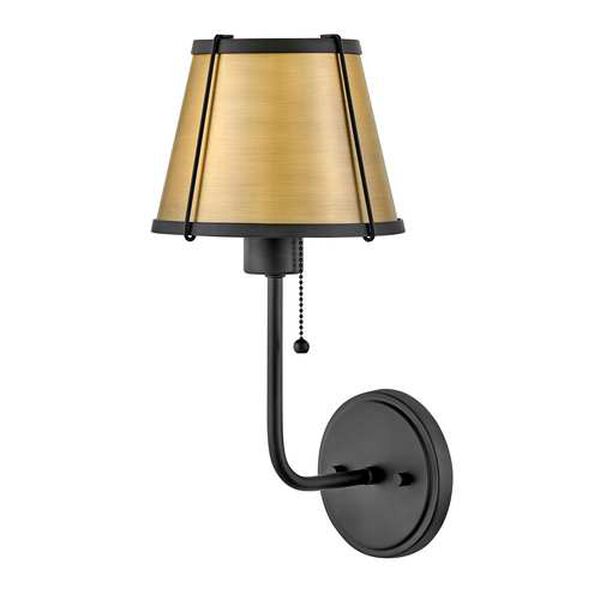 Clarke Black with Lacquered Dark Brass Accents LED Wall Sconce, image 1