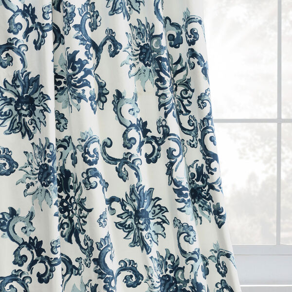 Indonesian Blue Printed Cotton Twill Single Panel Curtain 50 x 108, image 9