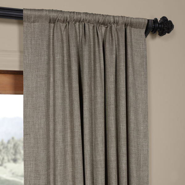 Grey Mink 120 x 50-Inch Faux Linen Blackout Curtain Single Panel, image 3