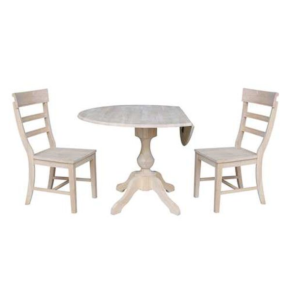 Gray and Beige 42-Inch Round Top Pedestal Table with Hammerty Chairs, 3-Piece, image 3