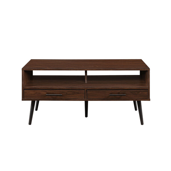 Nora Dark Walnut Coffee Table with Two-Drawers and Open Storage, image 2
