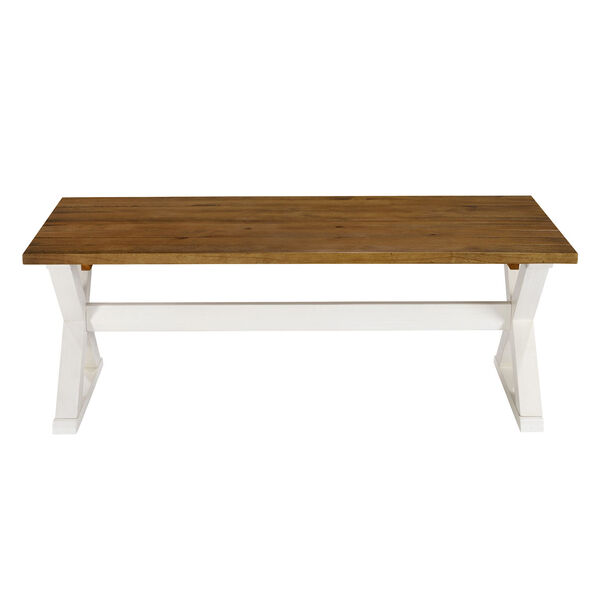 Robin Rustic Oak and White X Leg Solid Wood Coffee Table, image 2