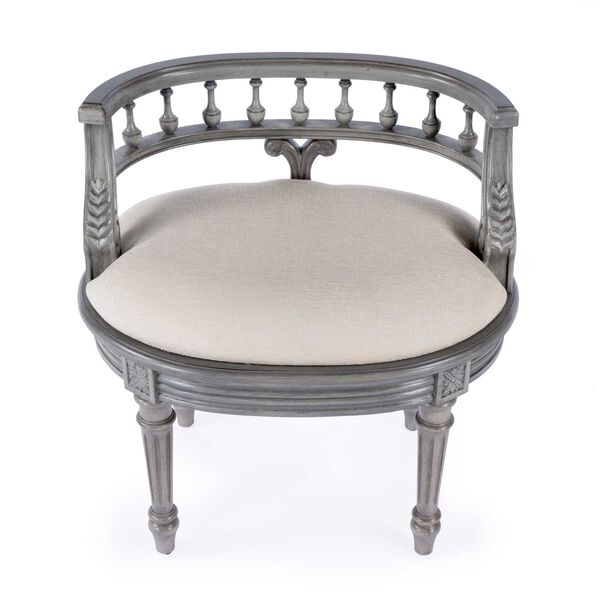 Hathaway Powder Gray Upholstered Vanity Seat, image 3