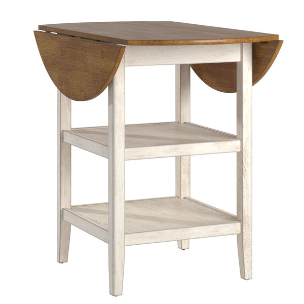 Caroline White Two-Tone Side Drop Leaf Round Counter Height Table, image 2