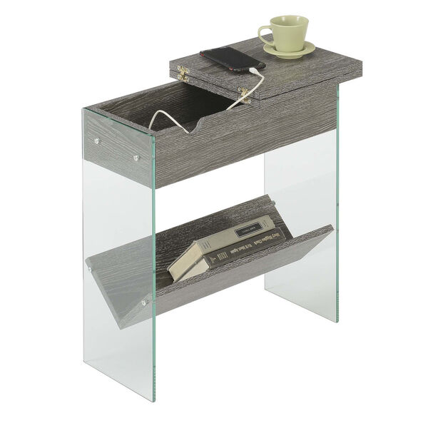 SoHo Weathered Gray Electric Flip Top End Table, image 3