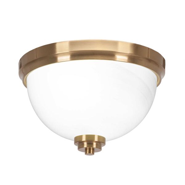 New Age Brass 12-Inch Two-Light Flush Mount with White Marble Glass, image 1