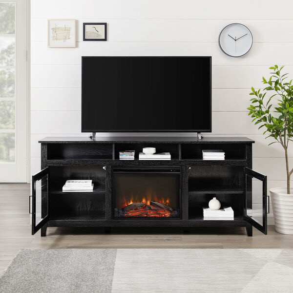Wasatch Black Tall Fireplace TV Stand, image 3