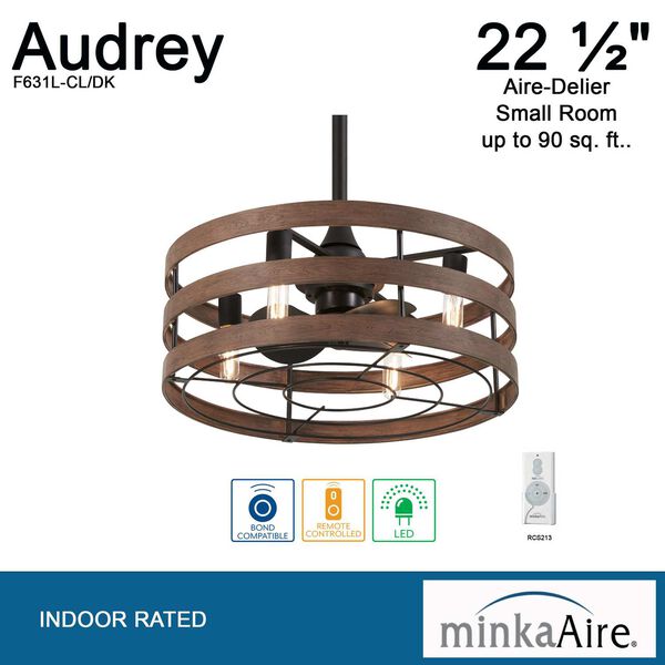 Audrey Coal And Distressed Koa 26-Inch LED Ceiling Fan, image 6