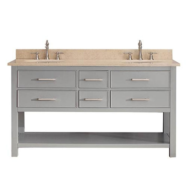 Brooks Chilled Gray 60-Inch Vanity Combo with Galala Beige Marble Top, image 1