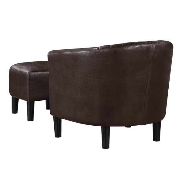 Take A Seat Espresso Faux Leather Roosevelt Accent Chair with Ottoman, image 6
