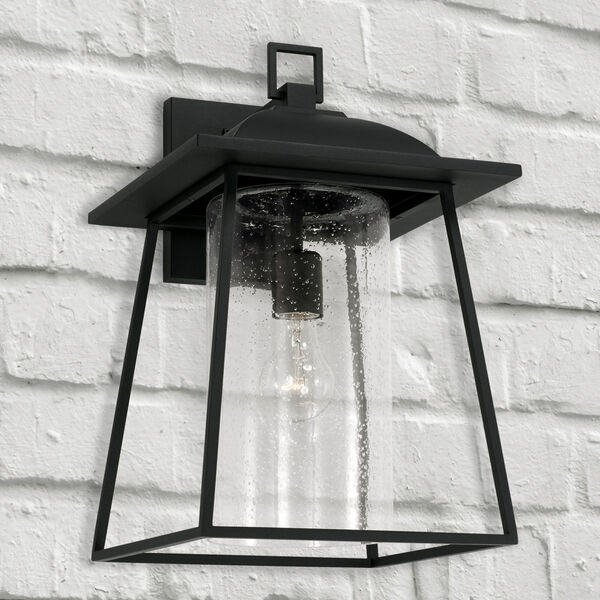 Durham Black 11-Inch One-Light Outdoor Wall Lantern with Clear Seeded Glass, image 3