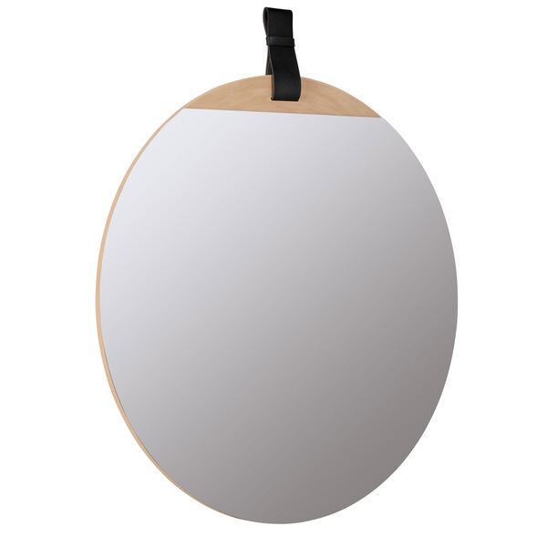 Heppner Blonde Wood Mirror with Leather Accent Strap, image 3