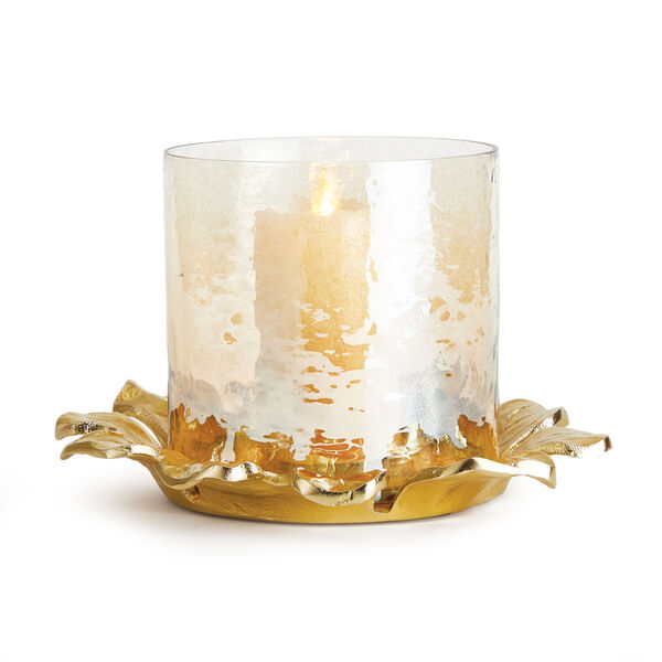 Gold Gold Luster Glass Ivara Hurricane Candle Holder, image 1
