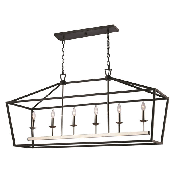 Lacey Polished Chrome and Black 49-Inch Six-Light Pendant, image 1