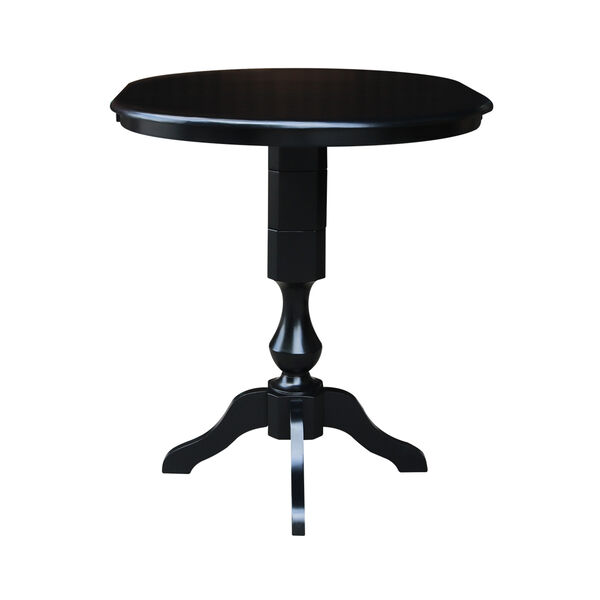 Black 36-Inch Curved Pedestal Bar Height Table with 12-Inch Leaf, image 5