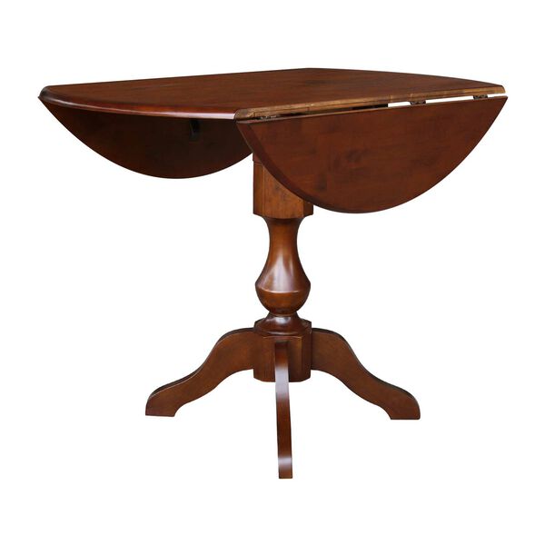 Espresso 36-Inch Round Pedestal Dual Drop Leaf Dining Table, image 4