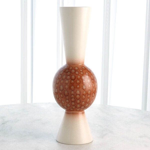 White and Brown Sunset Dots Low Orb Vase, image 2