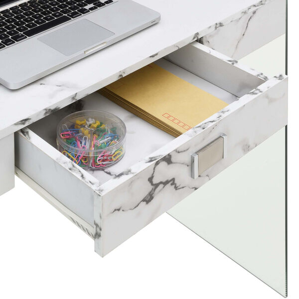 SoHo White Desk with Tempered Glass, image 5