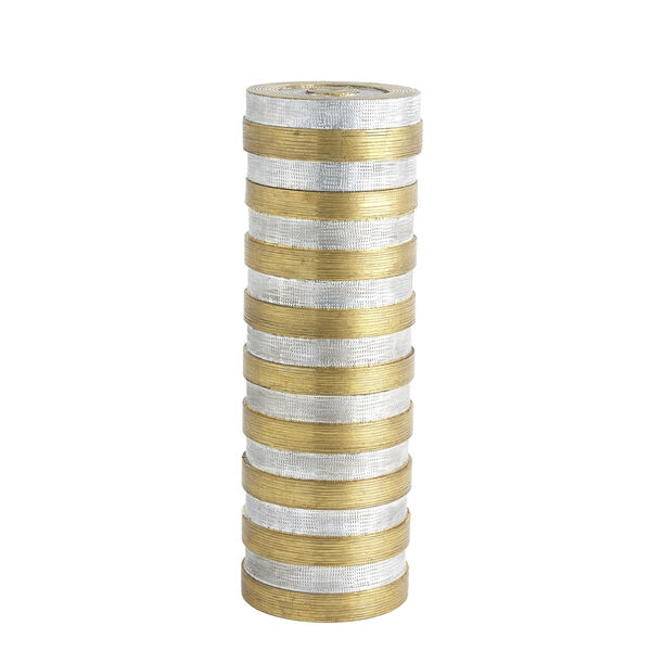 Nickel and Brass 6-Inch Metal Horizontal Stripe Box, image 5