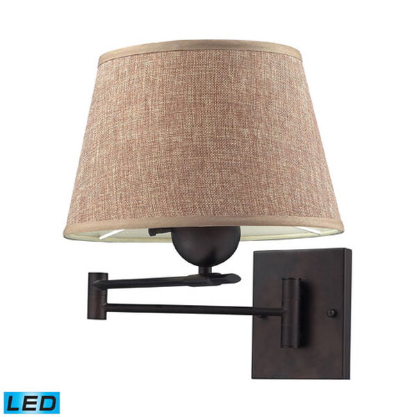One Light LED Swing Arm Wall Sconce In Aged Bronze, image 1