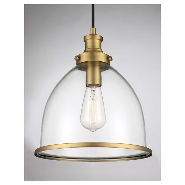 Lowry Natural Brass 11-Inch One-Light Pendant with Clear Glass, image 5